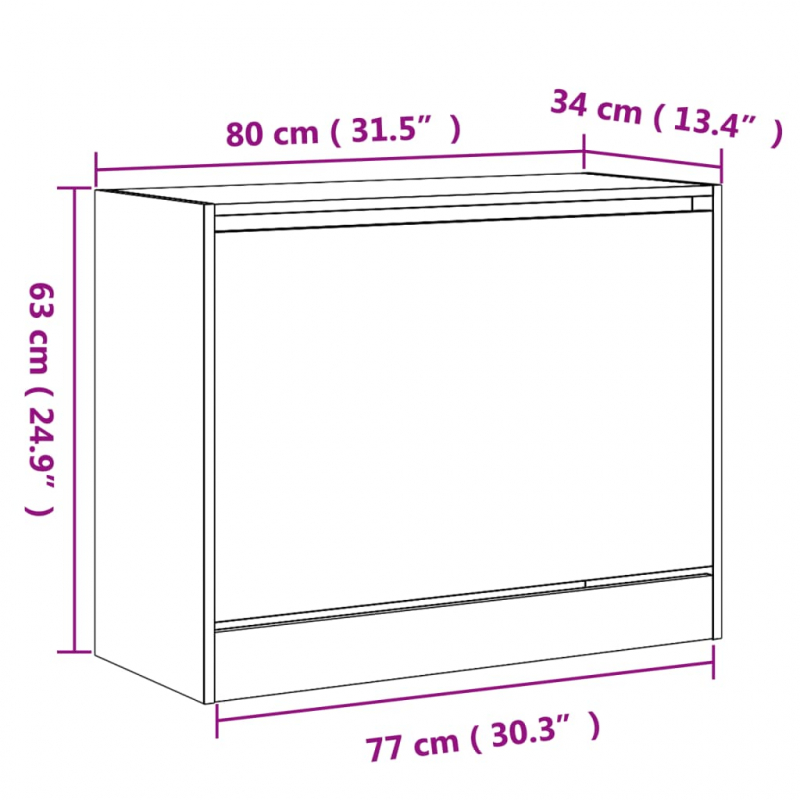 Schuhschrank Grau Sonoma 80x34x63 cm Holzwerkstoff