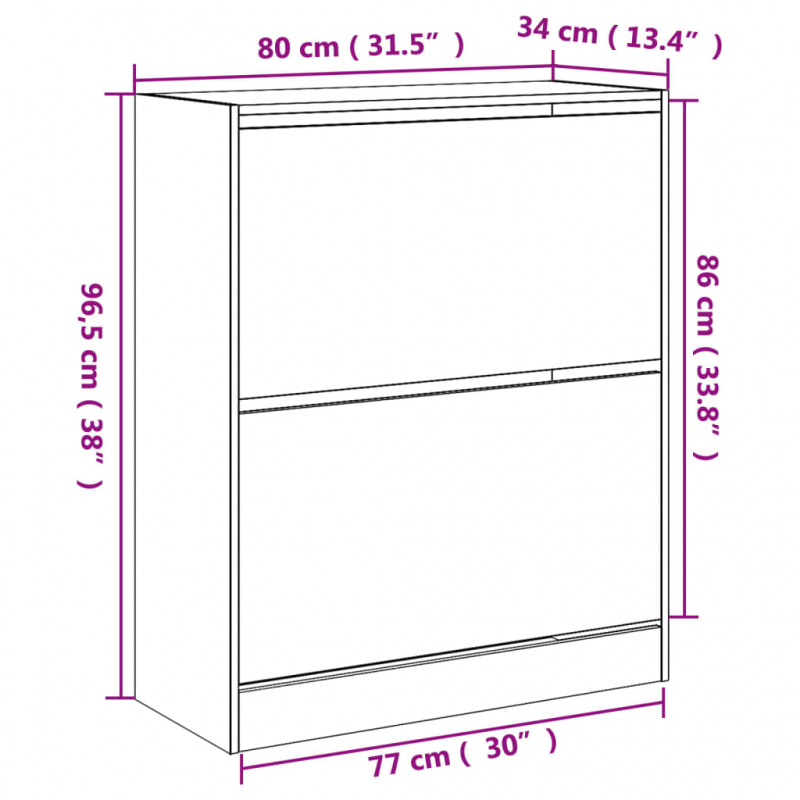 Schuhschrank Sonoma-Eiche 80x34x96,5 cm Holzwerkstoff