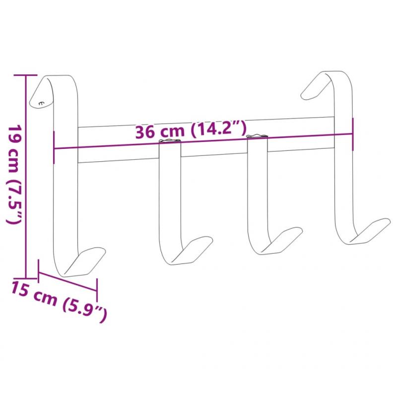 Trensenhalter mit 4 Haken Schwarz Stahl