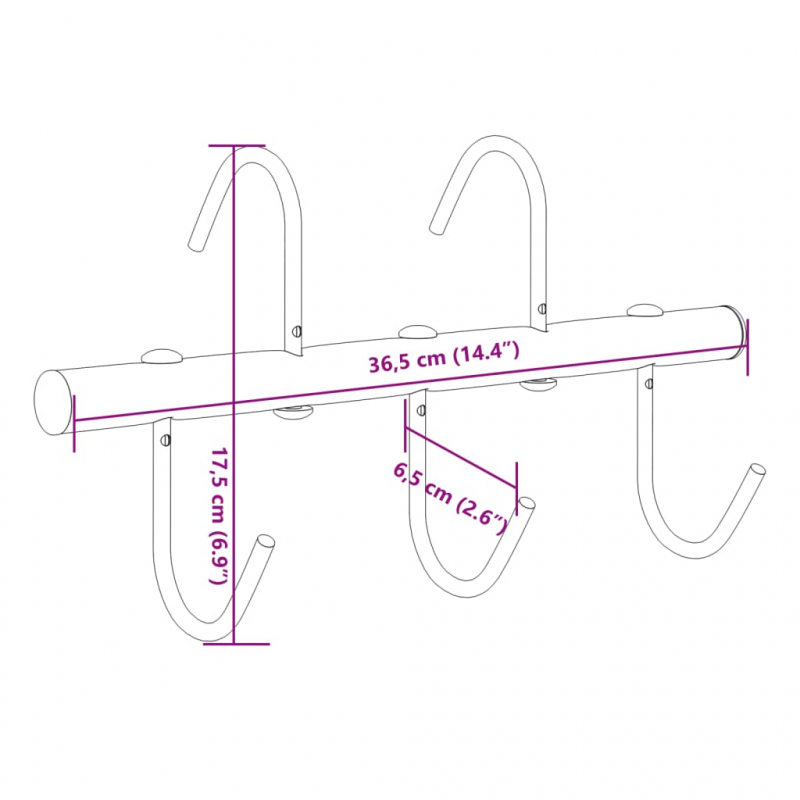 Trensenhalter mit 5 Drehhaken Schwarz Stahl