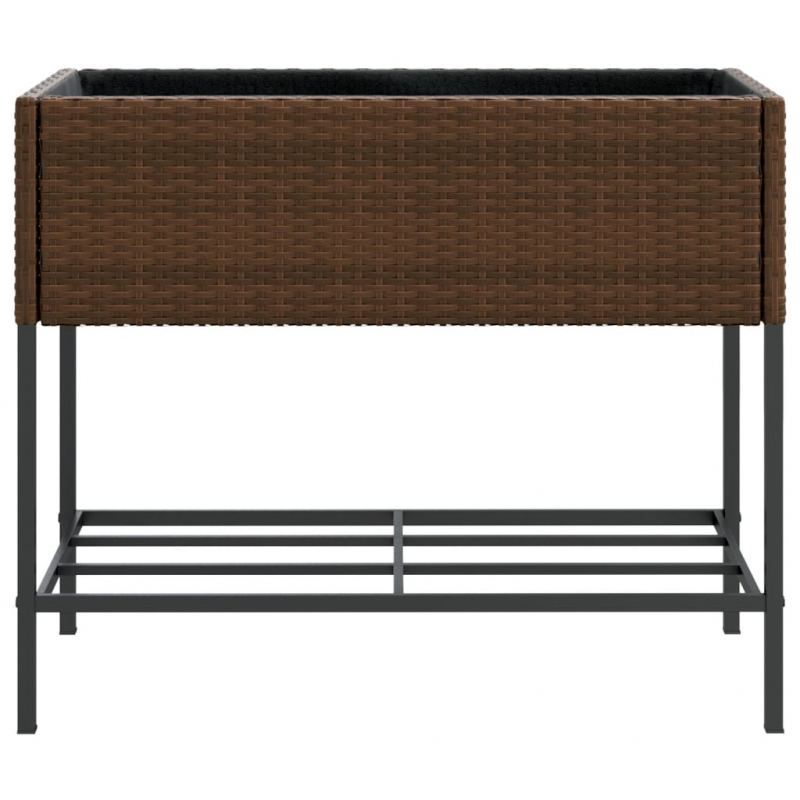 Pflanzkübel mit Ablage Braun Poly Rattan