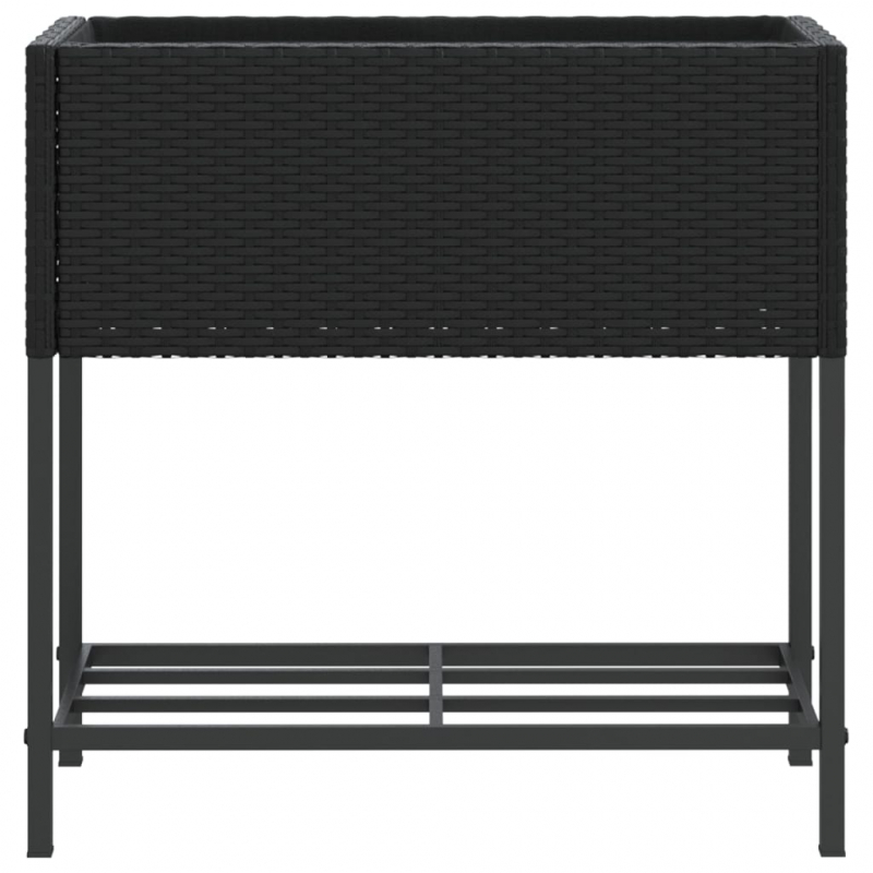 Pflanzkübel mit Ablage Schwarz Poly Rattan