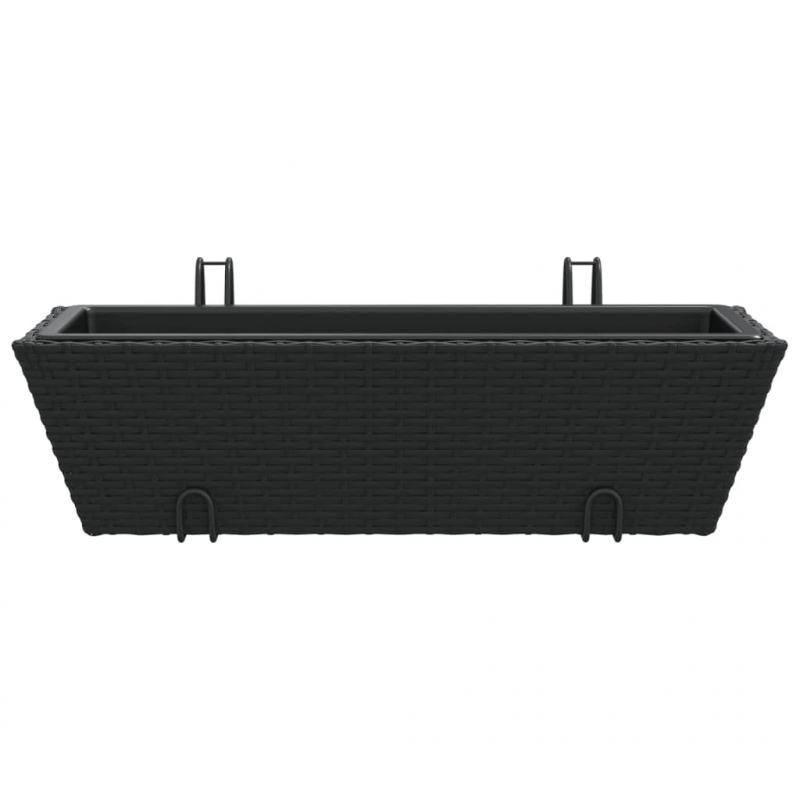 Pflanzkasten mit Haken 2 Stk. Schwarz Poly Rattan