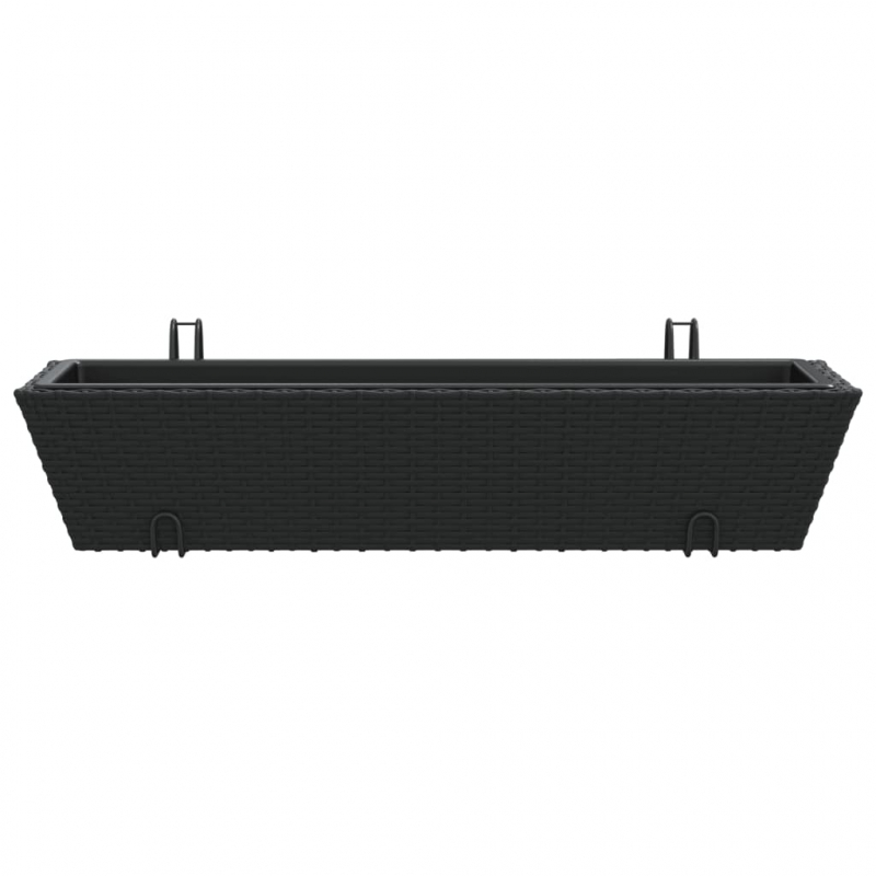 Pflanzkasten mit Haken 2 Stk. Schwarz Poly Rattan