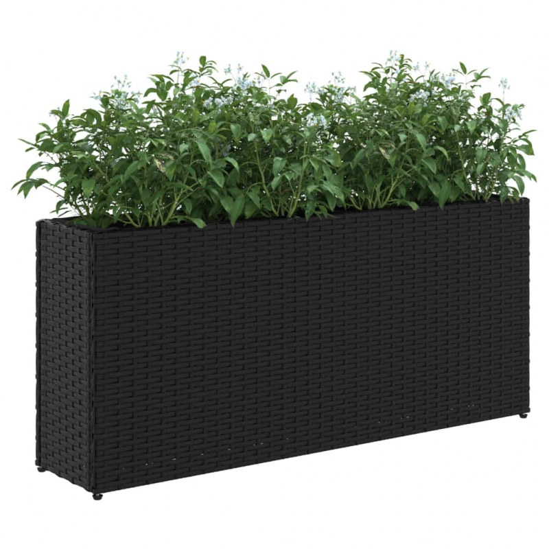 Hochbeet mit 2 Fächern Schwarz 90x20x40 cm Poly Rattan