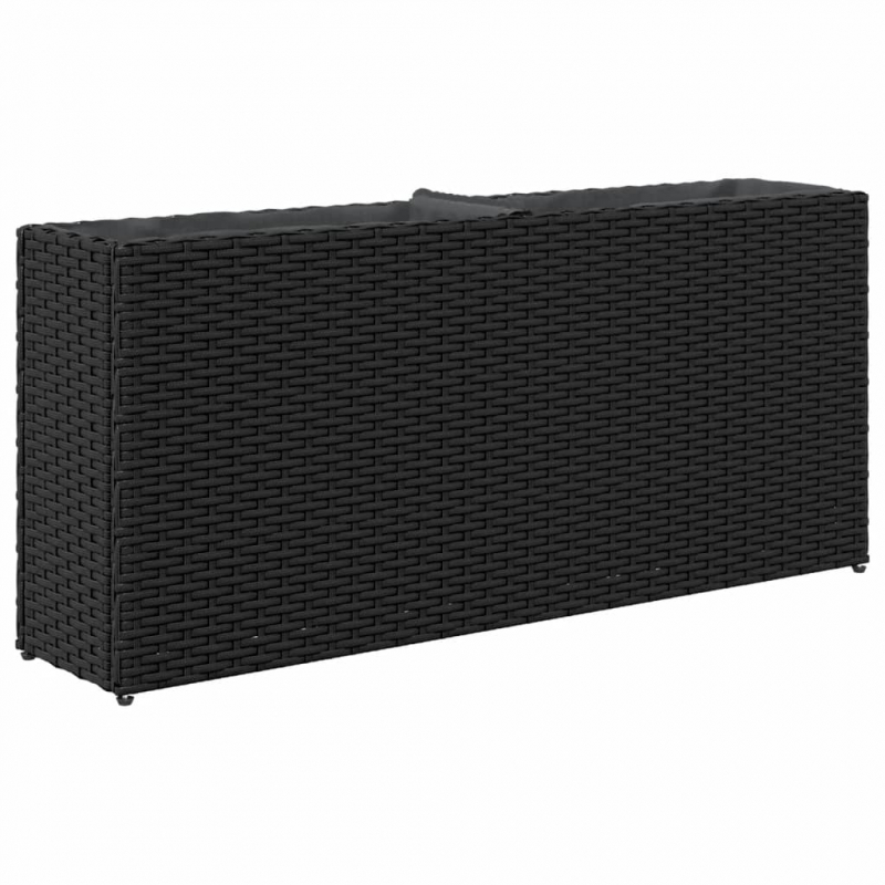 Hochbeet mit 2 Fächern Schwarz 90x20x40 cm Poly Rattan