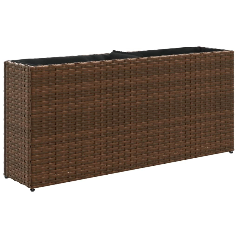 Hochbeet mit 2 Fächern Braun 90x20x40 cm Poly Rattan