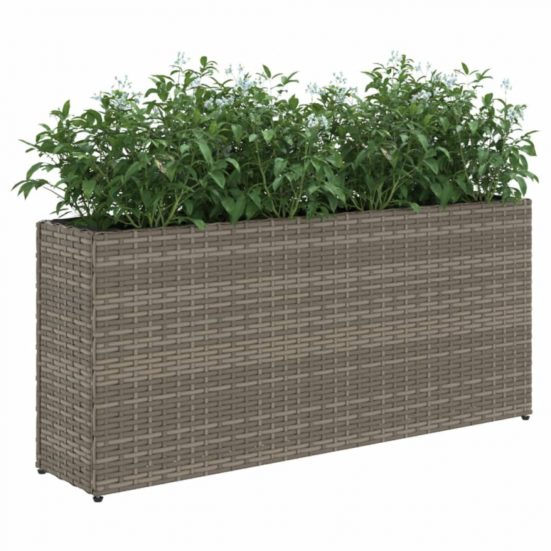 Hochbeet mit 2 Fächern Grau 90x20x40 cm Poly Rattan