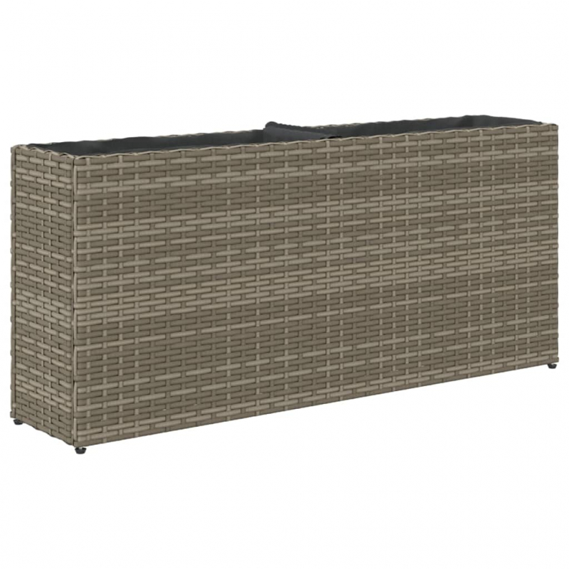 Hochbeet mit 2 Fächern Grau 90x20x40 cm Poly Rattan