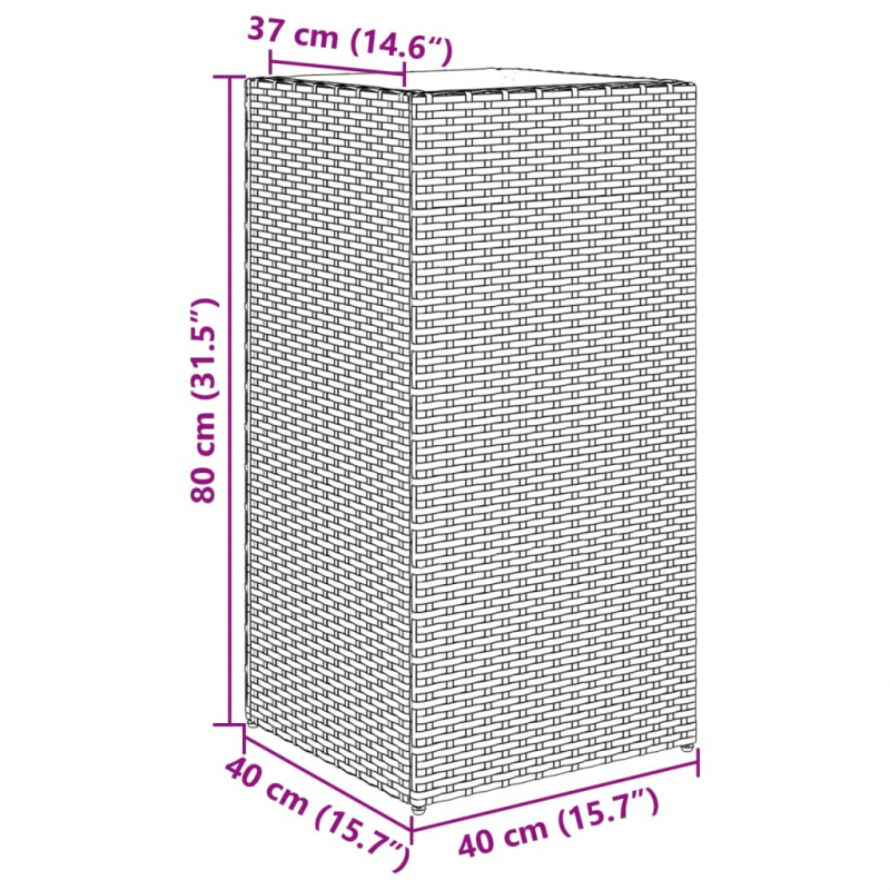 Pflanzkübel Grau 40x40x80 cm Poly Rattan