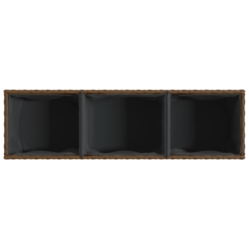Hochbeet mit 3 Fächern Braun 105x30x32 cm Poly Rattan