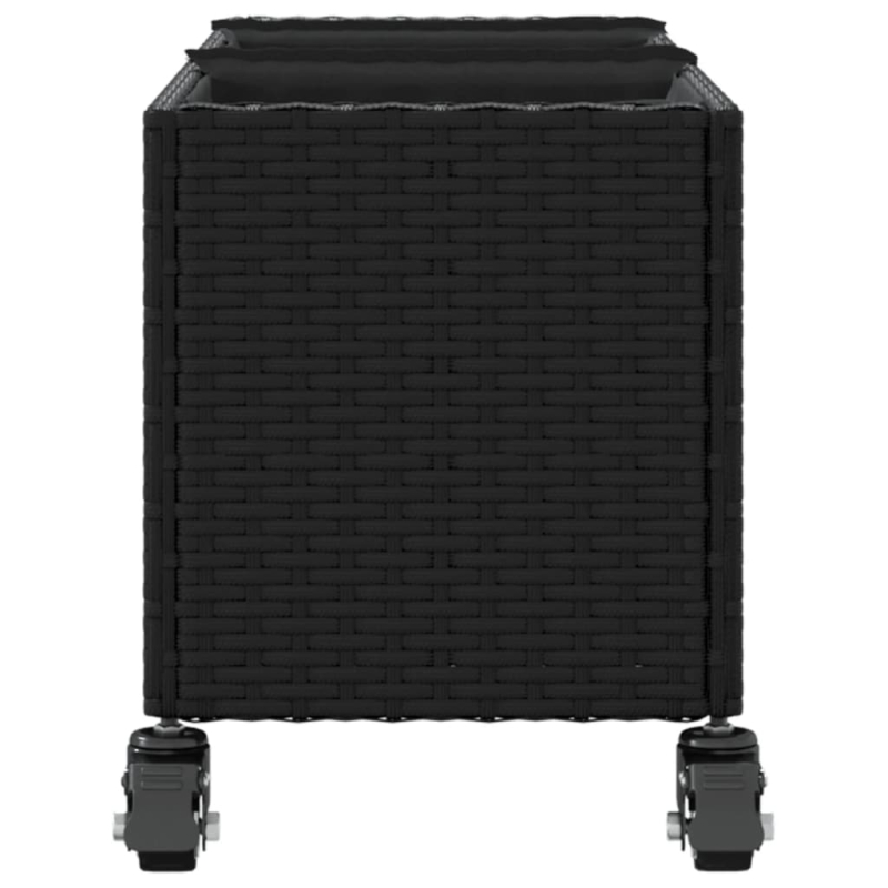Hochbeet mit Rollen & 3 Fächern Schwarz 107x32x38cm Poly Rattan