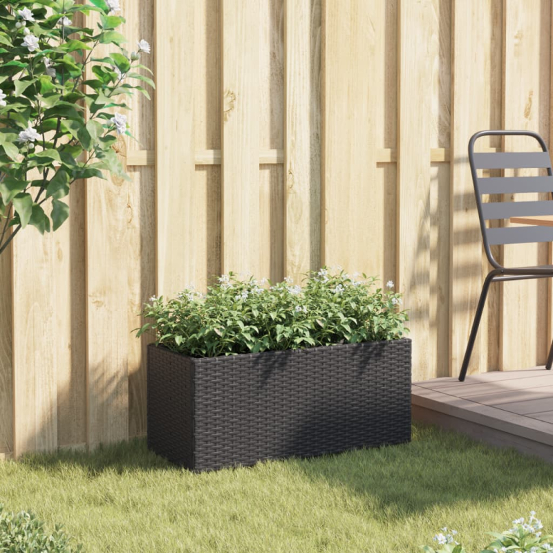 Hochbeet mit 2 Fächern Schwarz 72x30x32 cm Poly Rattan