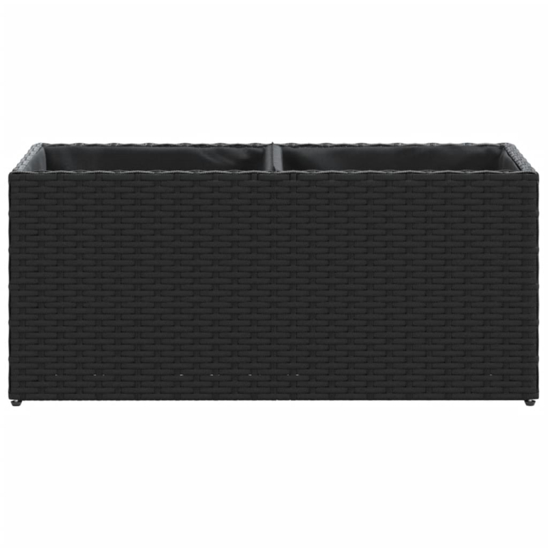 Hochbeet mit 2 Fächern Schwarz 72x30x32 cm Poly Rattan
