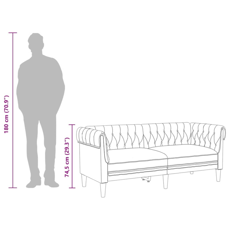 Chesterfield-Sofa 2-Sitzer Taupe Stoff