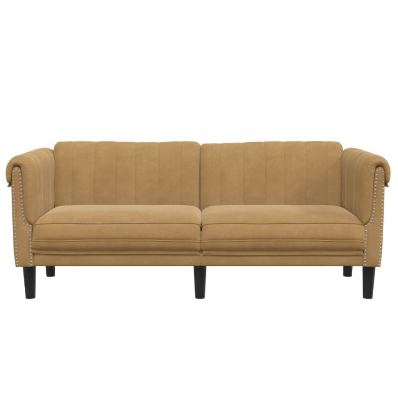 2-Sitzer Sofa Braun Kunstleder Wildleder-Optik