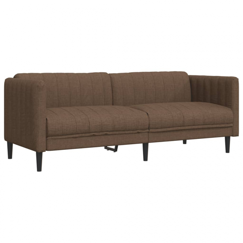 3-Sitzer Sofa Braun Kunstleder Wildleder-Optik