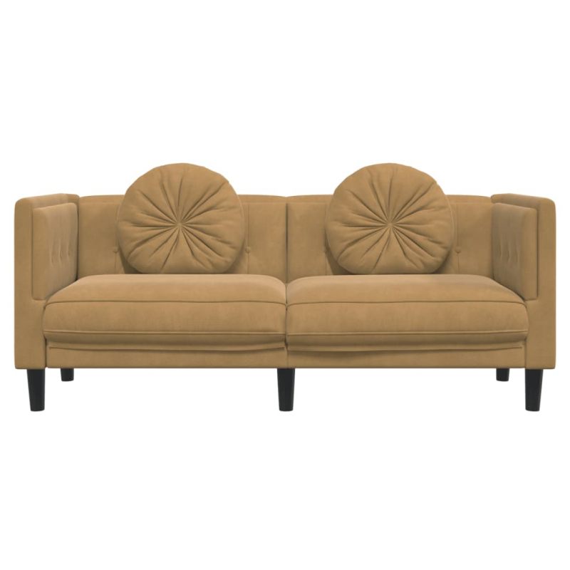 2-Sitzer Sofa mit Kissen Braun Kunstleder Wildleder-Optik