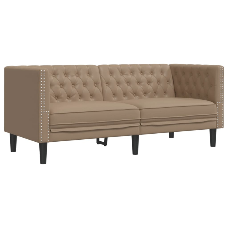 Chesterfield-Sofa 2-Sitzer Cappuccino Kunstleder