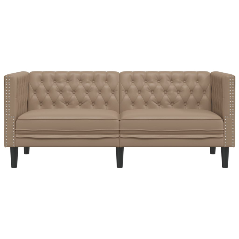 Chesterfield-Sofa 2-Sitzer Cappuccino Kunstleder