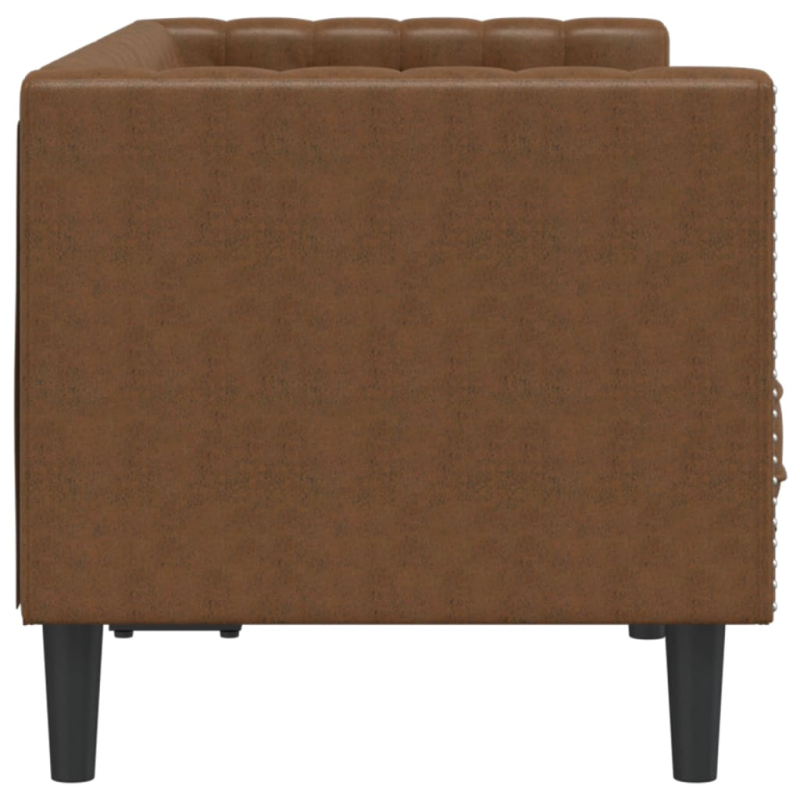 Chesterfield-Sofa 2-Sitzer Braun Kunstleder in Wildleder-Optik