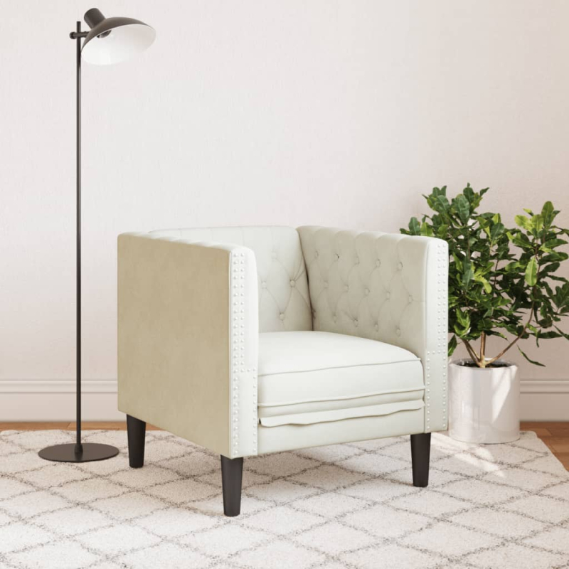 Chesterfield-Sessel Creme Samt