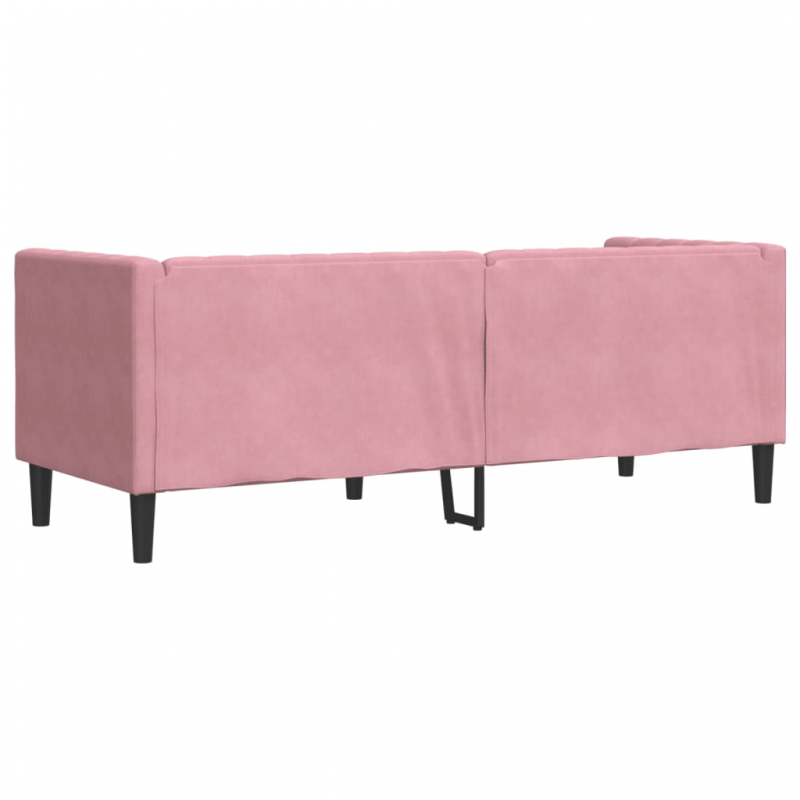 Chesterfield-Sofa mit Nackenrollen 3-Sitzer Rosa Samt