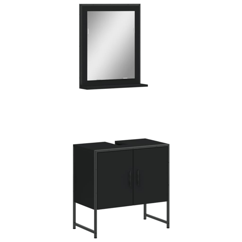 2-tlg. Badmöbel-Set Schwarz Holzwerkstoff