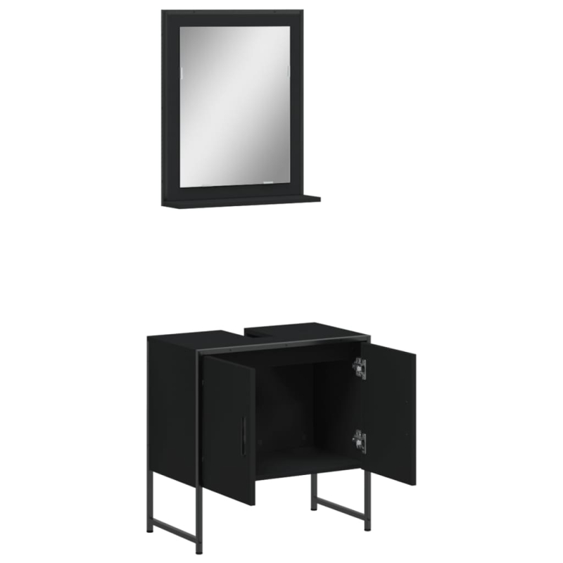 2-tlg. Badmöbel-Set Schwarz Holzwerkstoff