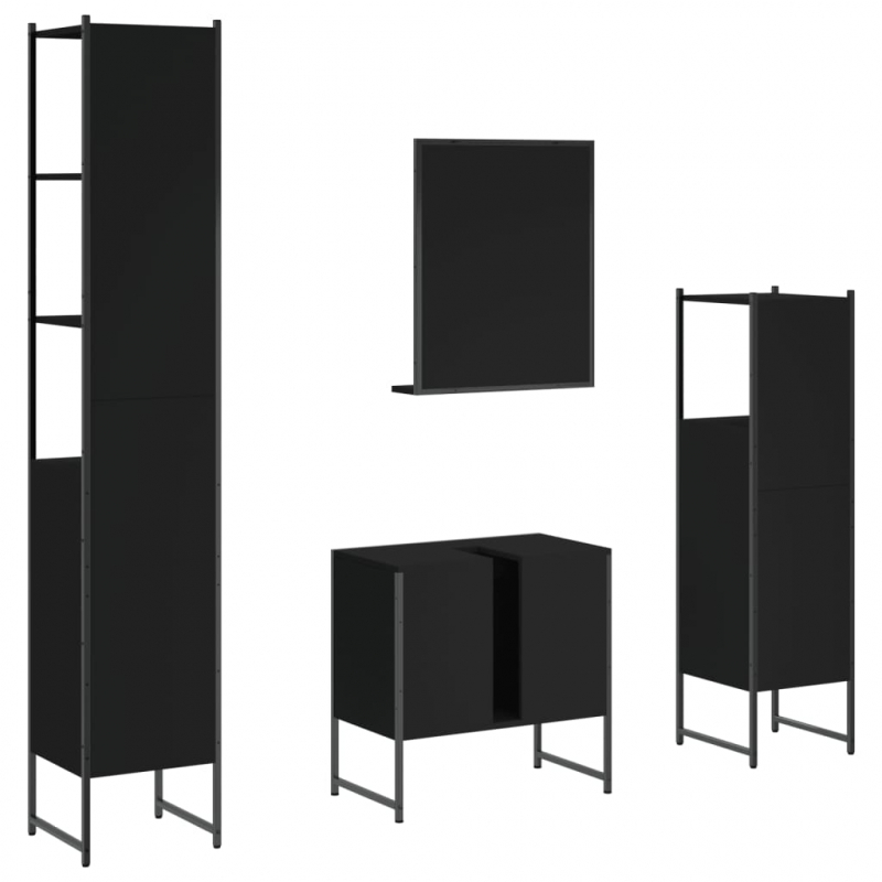 4-tlg. Badmöbel-Set Schwarz Holzwerkstoff