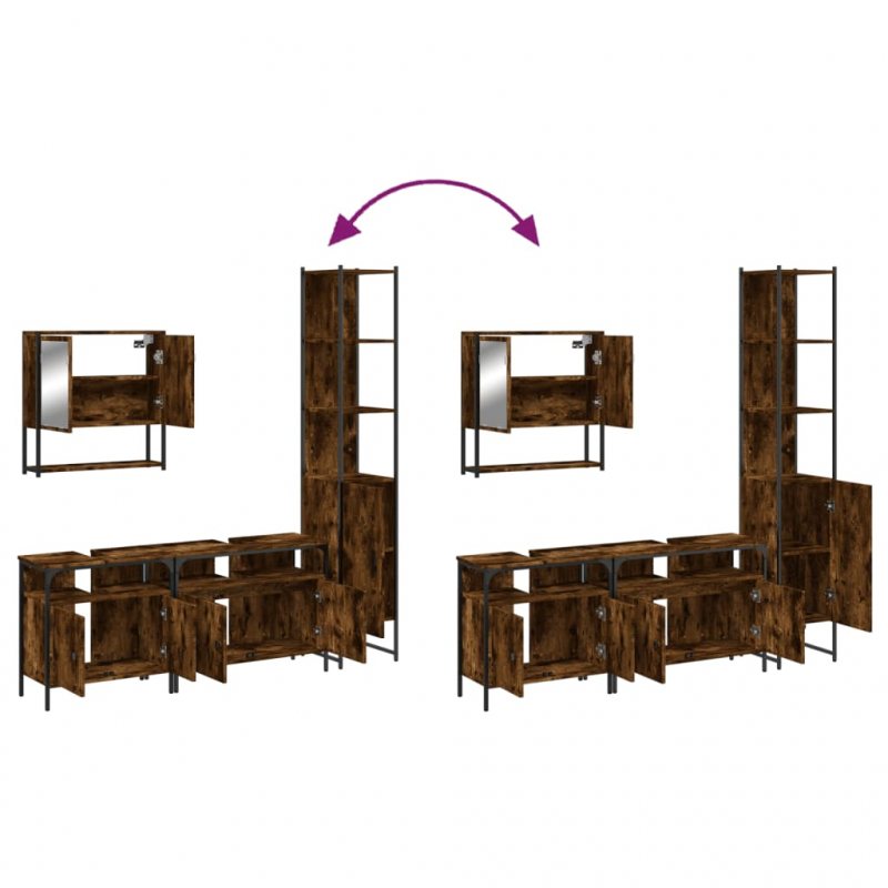 4-tlg. Badmöbel-Set Räuchereiche Holzwerkstoff