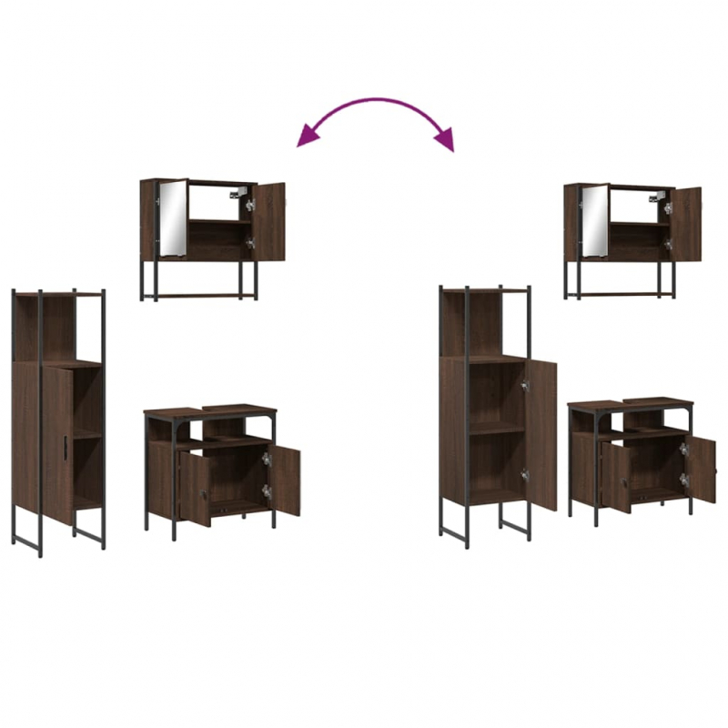 3-tlg. Badmöbel-Set Braun Eichen-Optik Holzwerkstoff