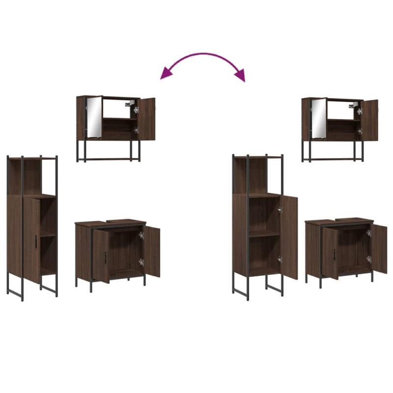 3-tlg. Badmöbel-Set Braun Eichen-Optik Holzwerkstoff