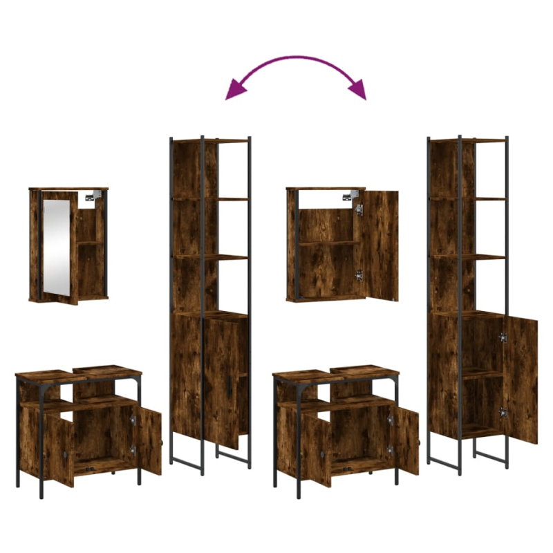 3-tlg. Badmöbel-Set Räuchereiche Holzwerkstoff