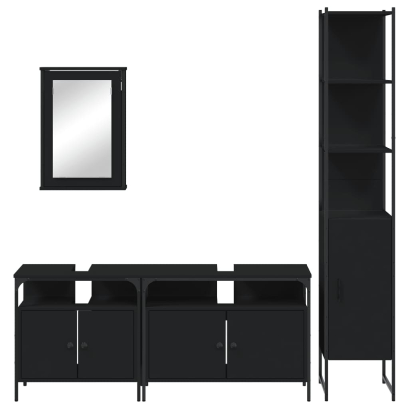 4-tlg. Badmöbel-Set Schwarz Holzwerkstoff