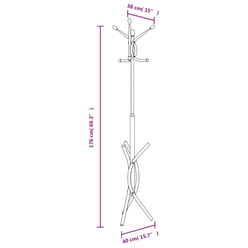 Garderobenständer Weiß 176 cm Pulverbeschichtetes Eisen