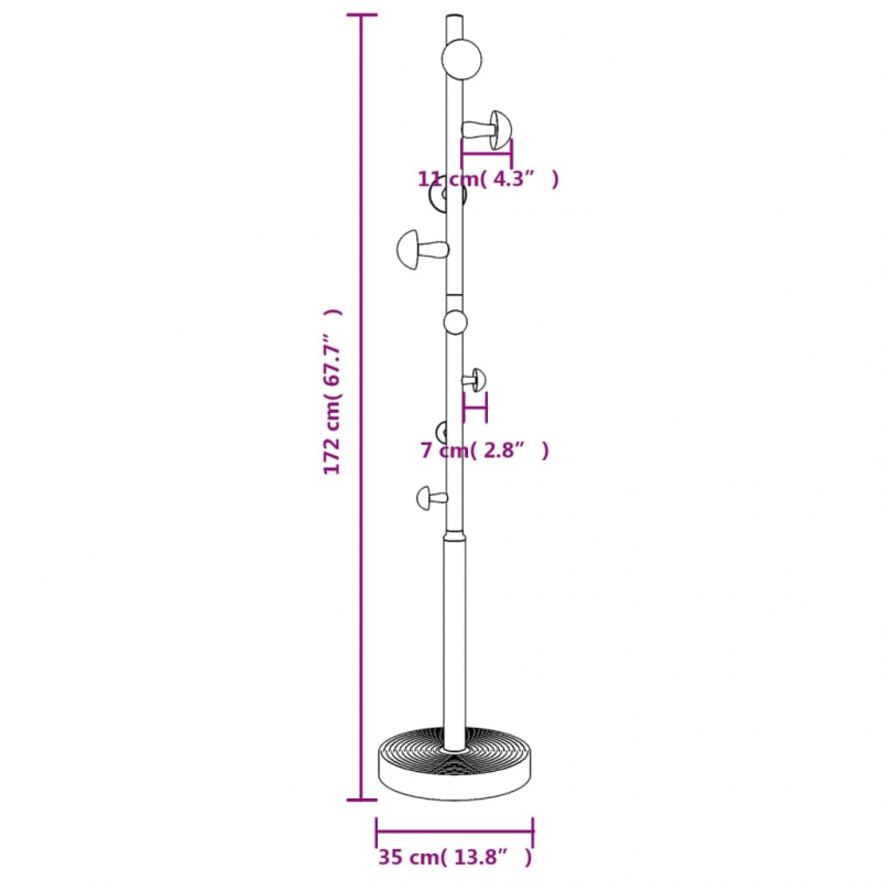 Garderobenständer Rosa 172 cm Pulverbeschichtetes Eisen