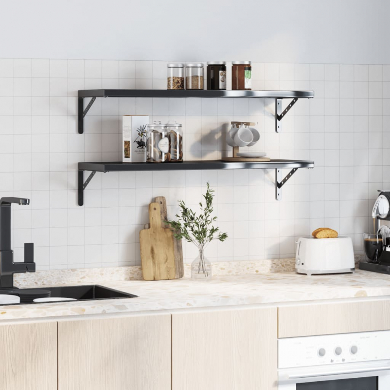 Regalträger 4 Stk. 30x2,5x15,5 cm Schwarz Edelstahl