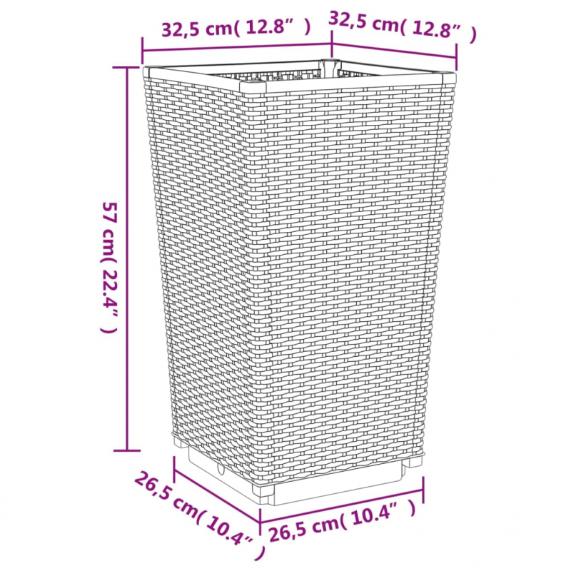 Pflanzkübel 2 Stk. Weiß 32,5x32,5x57 cm PP