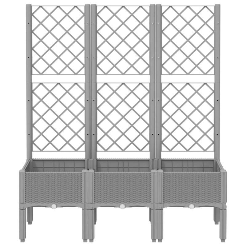 Pflanzkübel mit Rankgitter Hellgrau 120x40x142 cm PP