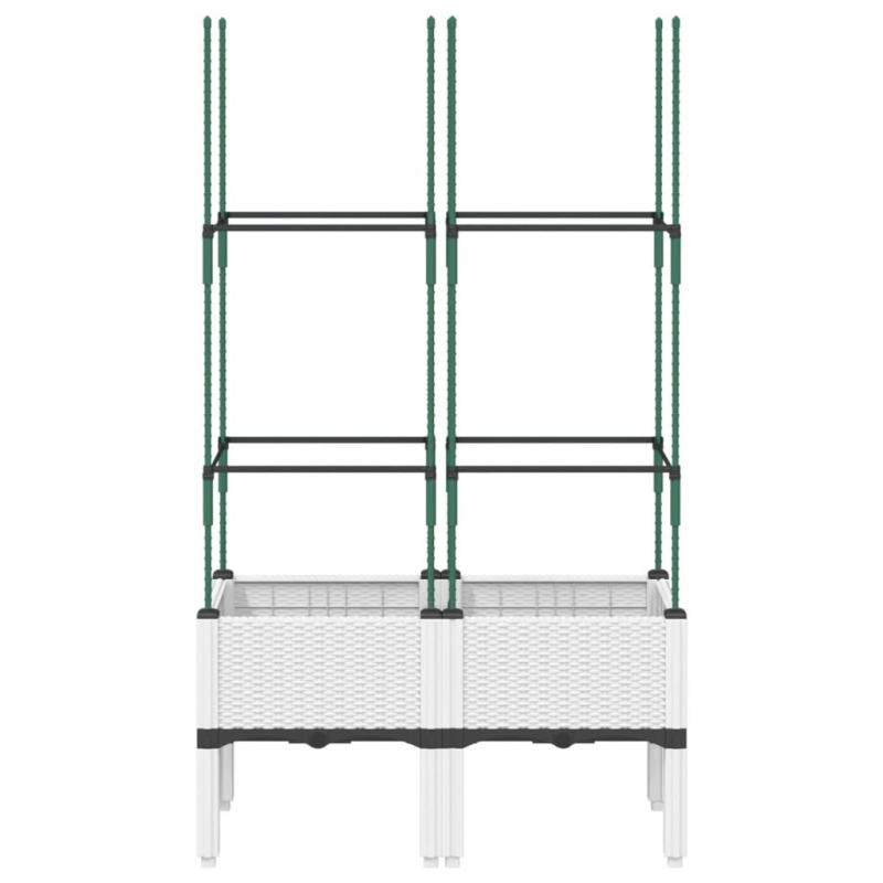 Pflanzkübel mit Rankgitter Weiß 80x40x142,5 cm PP