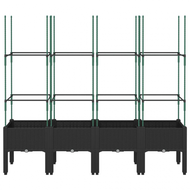 Pflanzkübel mit Rankgitter Schwarz 160x40x142,5 cm PP