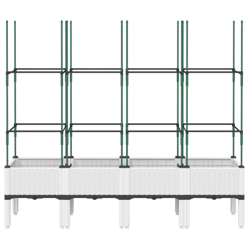 Pflanzkübel mit Rankgitter Weiß 160x40x142,5 cm PP