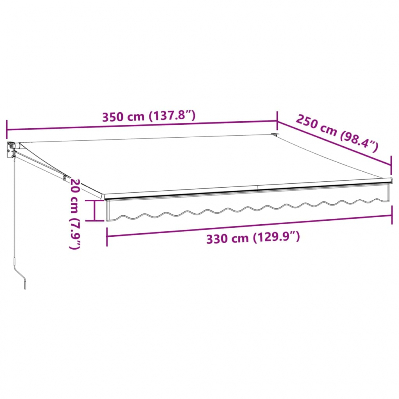 Markise Manuell Weinrot 350x250 cm