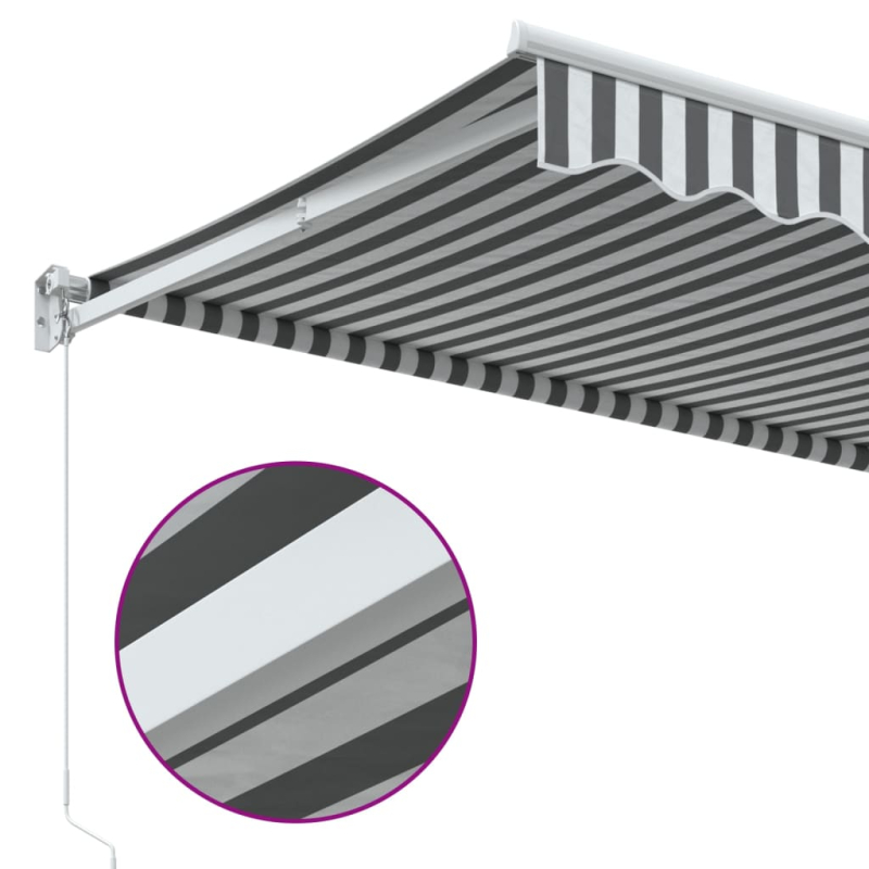 Markise Einziehbar Anthrazit und Weiß 5x3 m Stoff und Aluminium