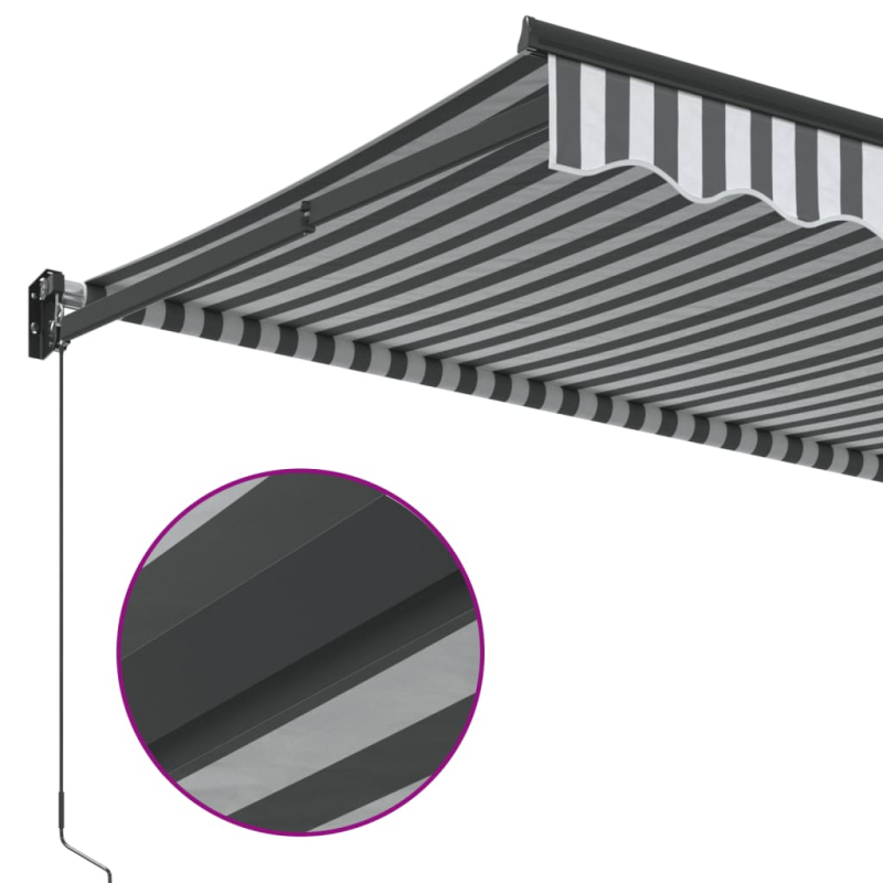 Markise Einziehbar Anthrazit und Weiß 5x3 m Stoff und Aluminium