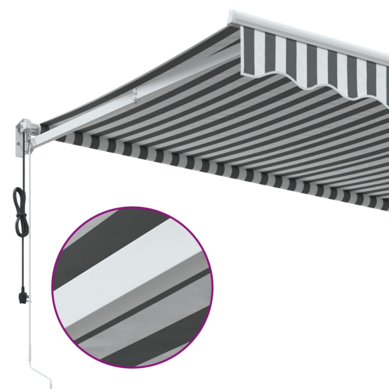 Markise Einziehbar Anthrazit & Weiß 3,5x2,5 m Stoff & Aluminium