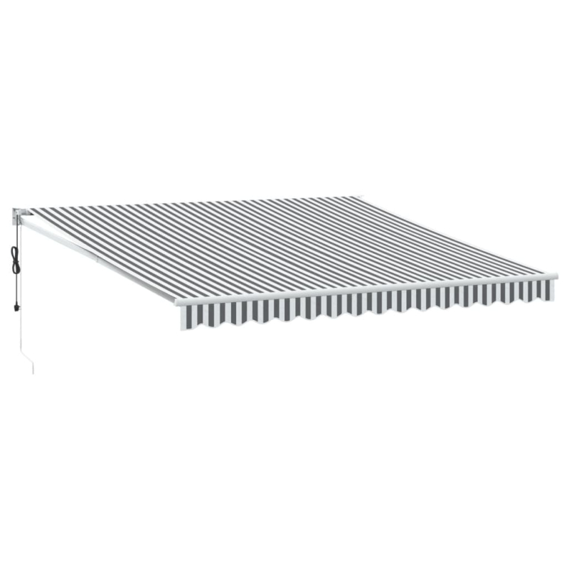 Markise Einziehbar Anthrazit und Weiß 4x3 m Stoff und Aluminium