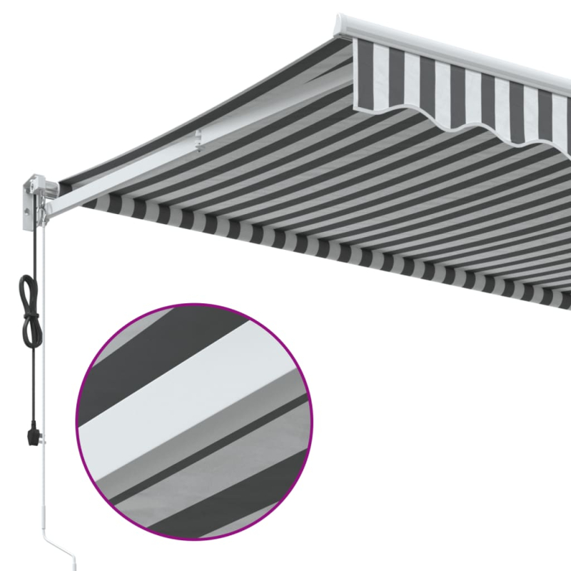 Markise Einziehbar Anthrazit und Weiß 4x3 m Stoff und Aluminium