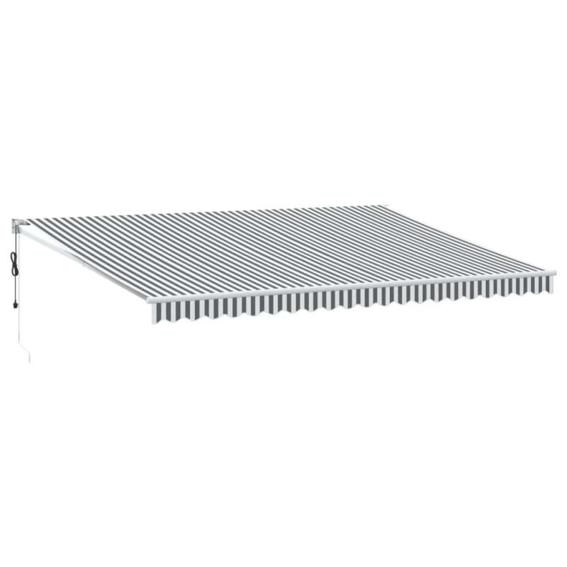 Markise Einziehbar Anthrazit und Weiß 5x3 m Stoff und Aluminium